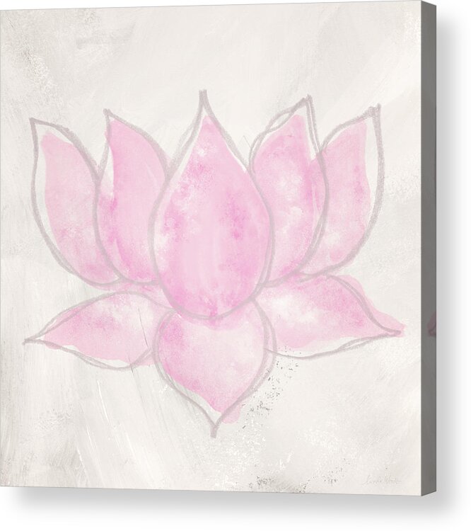Pink Acrylic Print featuring the mixed media Blush Lotus- Art by Linda Woods by Linda Woods