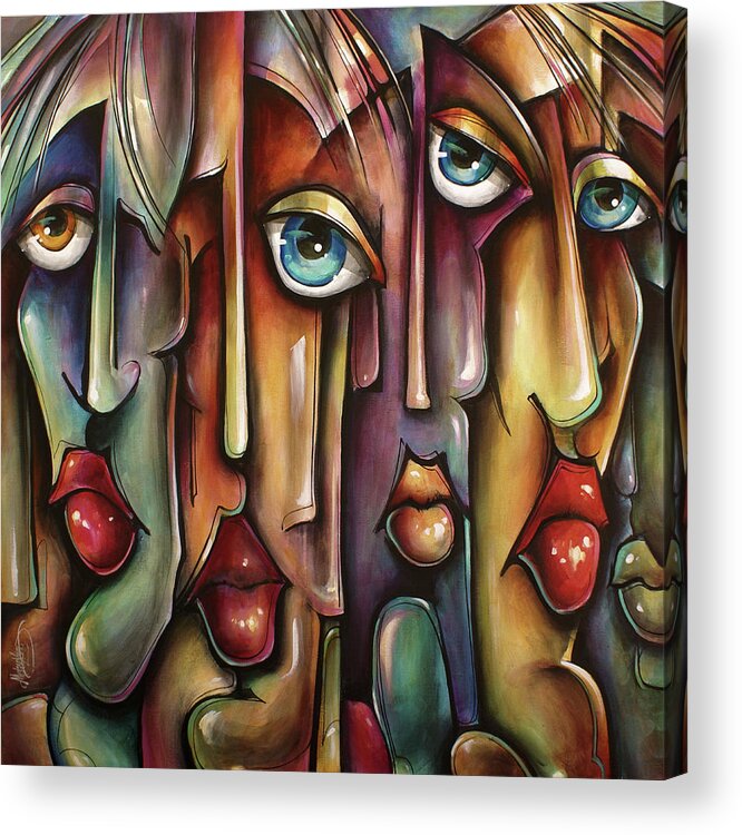 Cubist Acrylic Print featuring the painting 'Blush' by Michael Lang