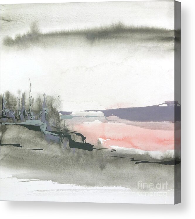 Original Watercolors Acrylic Print featuring the painting Blush Valley I by Chris Paschke