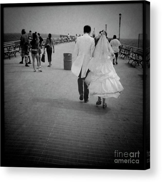Bride Acrylic Print featuring the photograph Boardwalk Nuptials by Onedayoneimage Photography