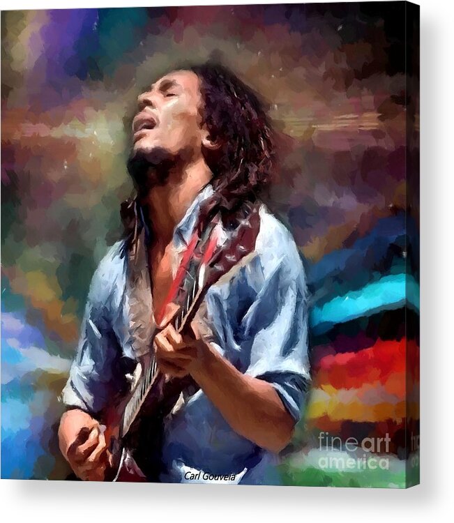 Bob Marley Acrylic Print featuring the painting Bob Marley by Carl Gouveia