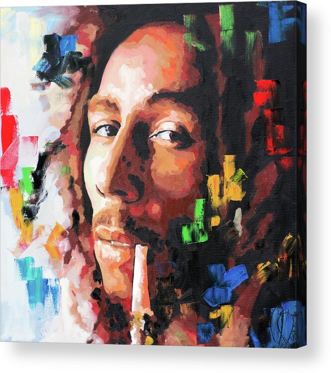 Bob Marley Acrylic Print featuring the painting Bob Marly III by Richard Day