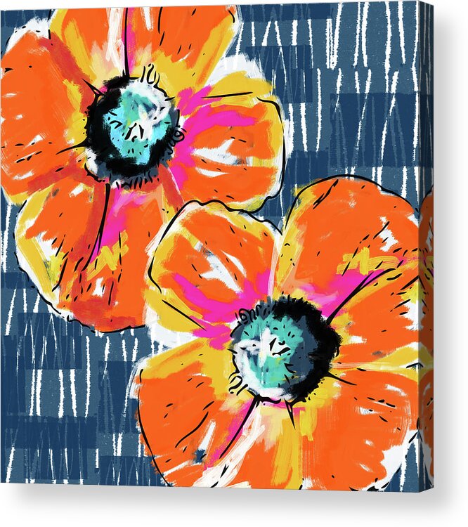 Poppies Acrylic Print featuring the mixed media Bold Orange Poppies- Art by Linda Woods by Linda Woods