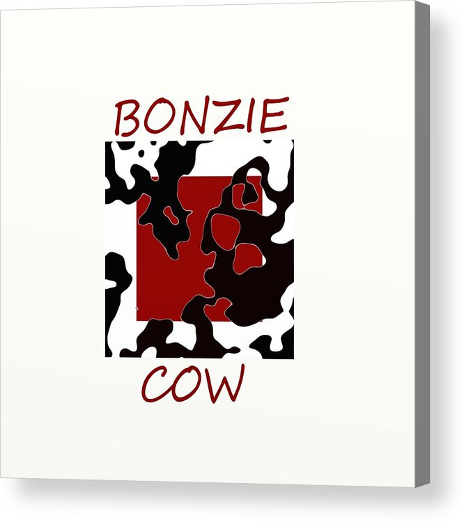 Red Acrylic Print featuring the digital art Bonzie Cow by Douglas Day Jones