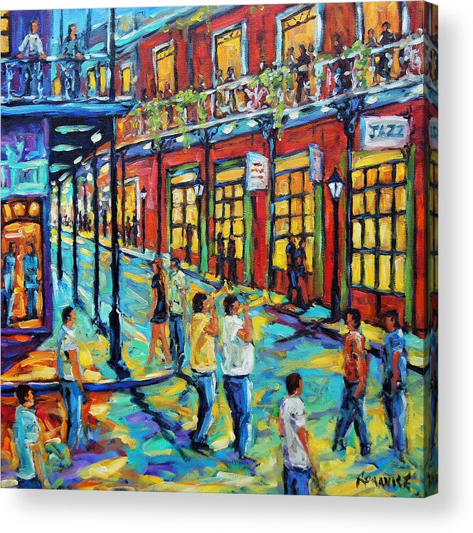 Aquebec Acrylic Print featuring the painting Bourbon Street New Orleans by Prankearts by Richard T Pranke