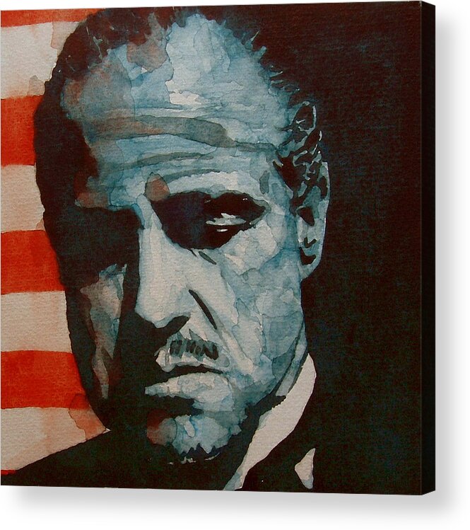 Marlon Brando Acrylic Print featuring the painting The Godfather-Brando by Paul Lovering