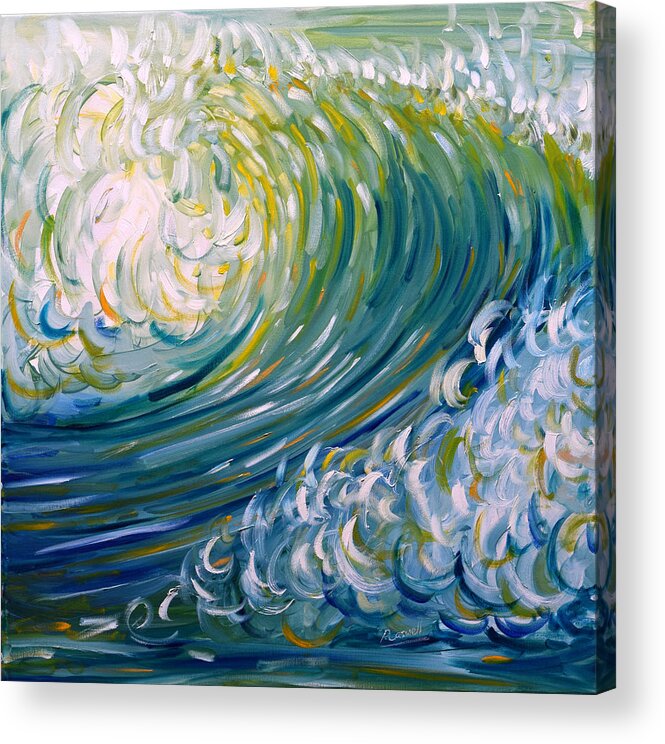 Wave Acrylic Print featuring the painting Breaking Wave by Pete Caswell