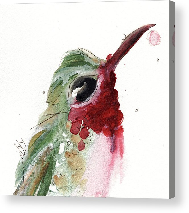 Broadtail Hummingbird Acrylic Print featuring the painting Broadtail Hummingbird by Dawn Derman