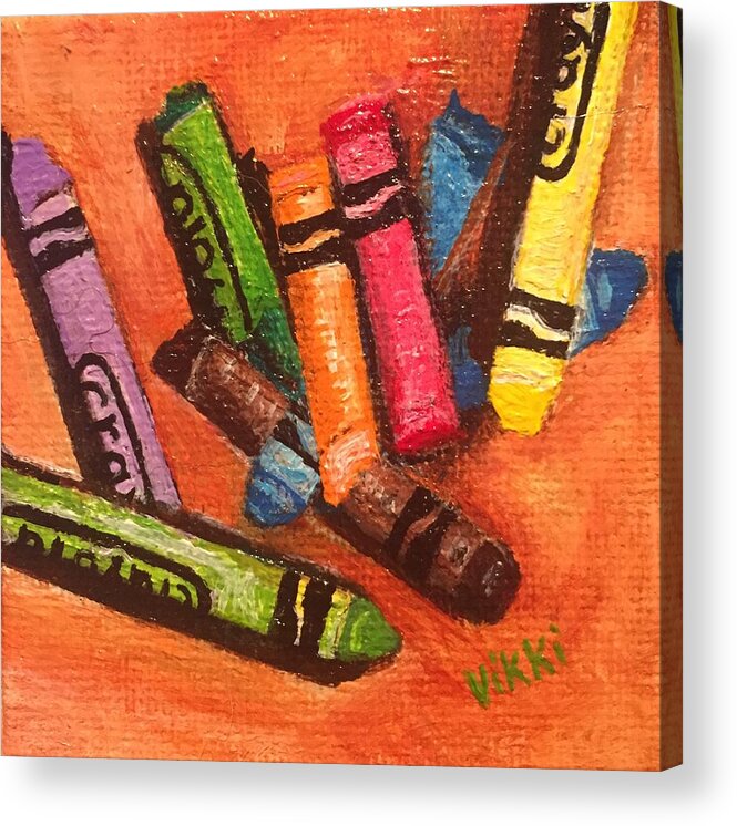 Miniature Acrylic Print featuring the painting Broken Crayons by Vikki Angel