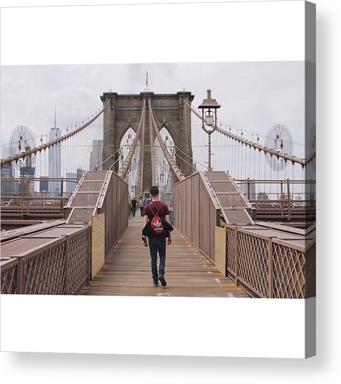 Fashion Acrylic Print featuring the photograph #brooklynbridge #newyork #love #travel by Maximilian Gierlinger