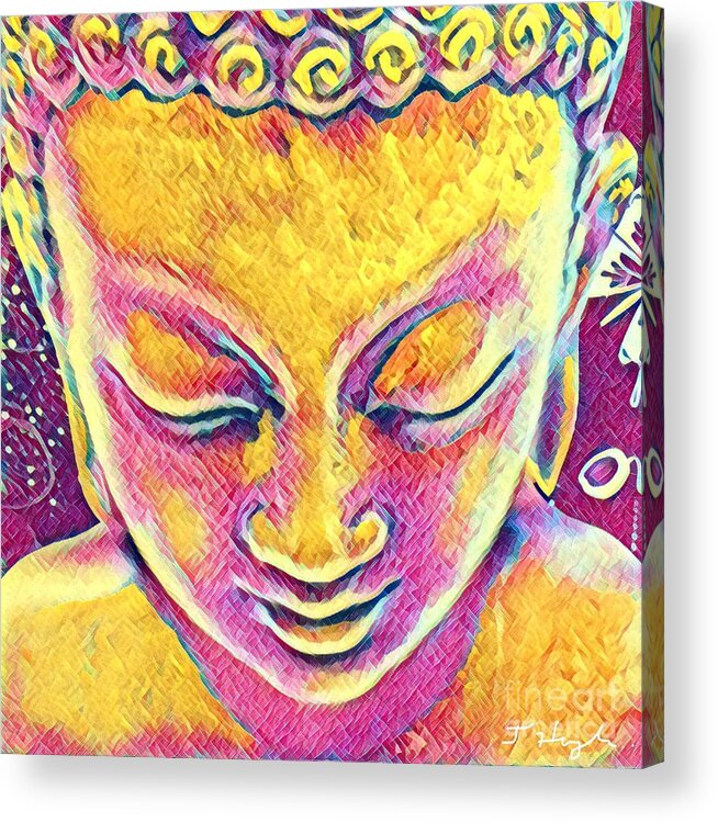 Julie-hoyle Acrylic Print featuring the digital art Buddha Dreams by Julie Hoyle