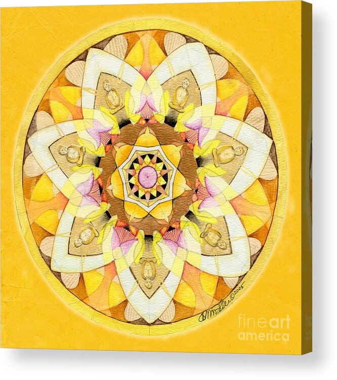 Mandala Acrylic Print featuring the painting Buddha Sun Mandala by Jo Thomas Blaine