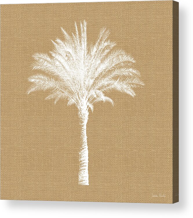 Palm Tree Acrylic Print featuring the mixed media Burlap Palm Tree- Art by Linda Woods by Linda Woods
