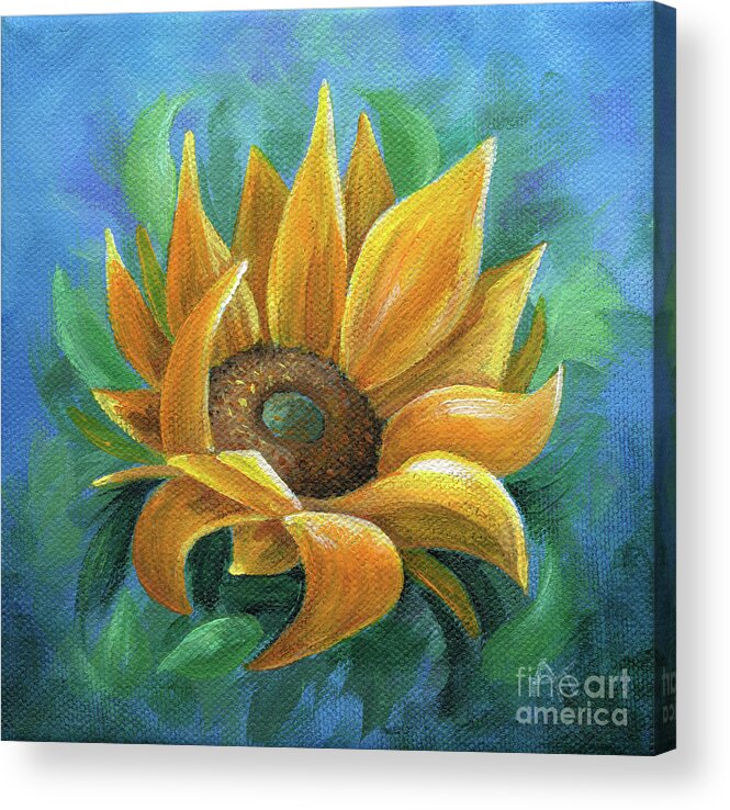 Sunflower Acrylic Print featuring the painting Burst of Sunshine by Annie Troe