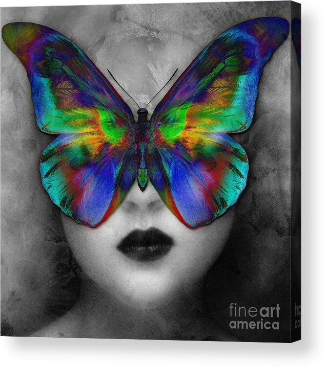 Butterfly Acrylic Print featuring the digital art Butterfly Girl by Klara Acel