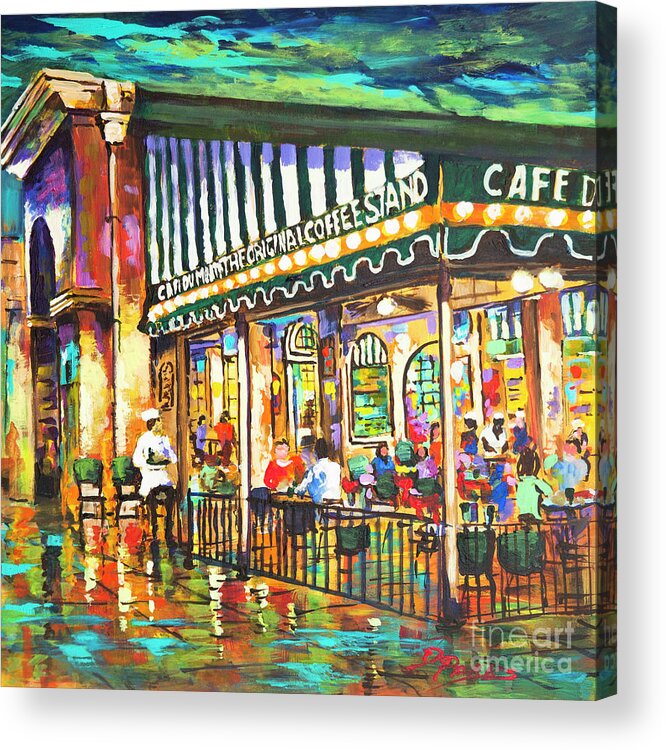 New Orleans Art Acrylic Print featuring the painting Cafe du Monde Night by Dianne Parks