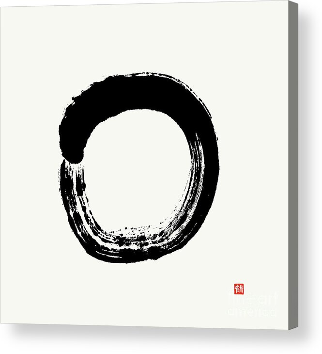 Enso Acrylic Print featuring the painting Enso Clear And Bright In A Pool Of Emerald Green by Nadja Van Ghelue