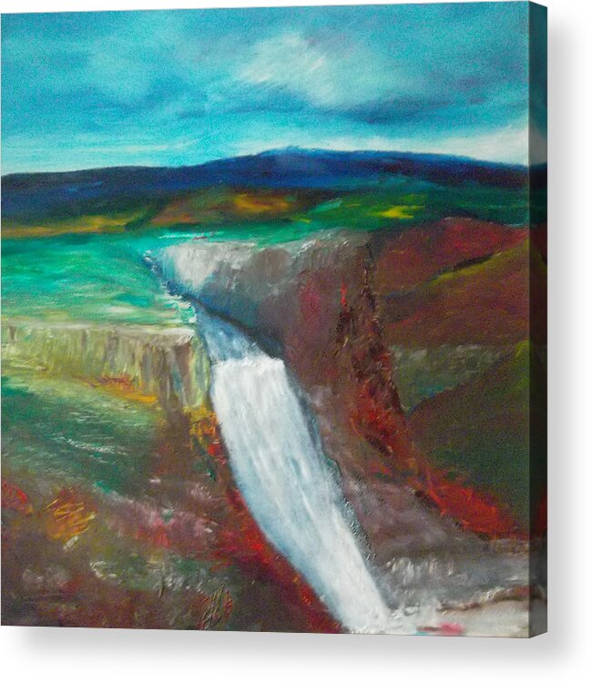 Abstract Acrylic Print featuring the painting Canyon Falls by Susan Esbensen