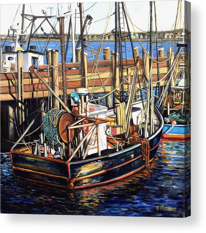 Fishing Acrylic Print featuring the painting Cape Cod Fishing Boats by Eileen Patten Oliver