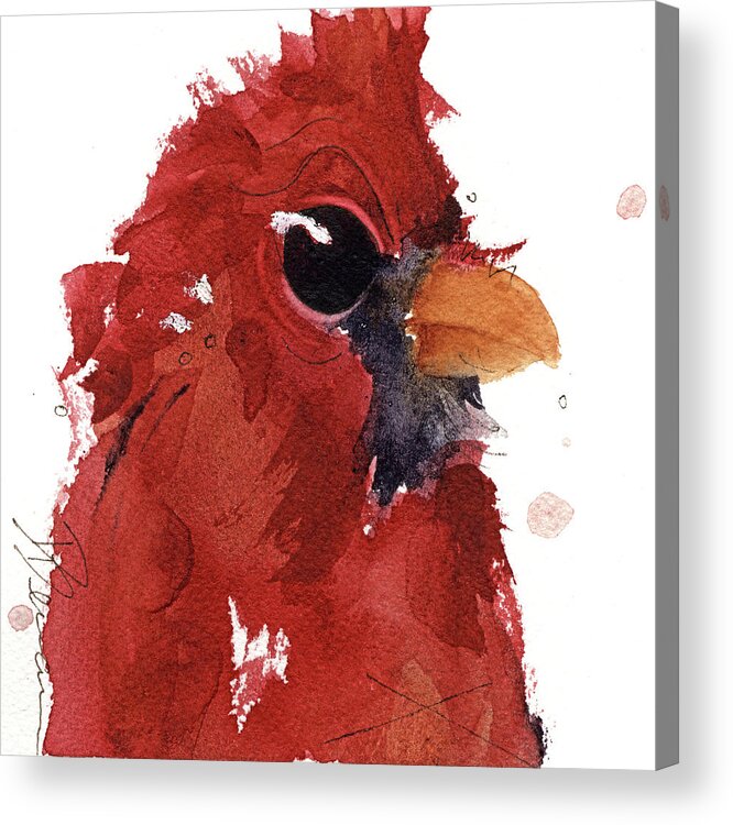 Cardinal Acrylic Print featuring the painting Cardinal by Dawn Derman
