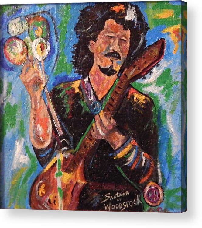 Carlos Santana Woodstock on wood #3 Acrylic Print by Marvin Pike - Fine Art  America