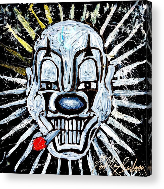 Clown Acrylic Print featuring the painting Carnival clown by Neal Barbosa