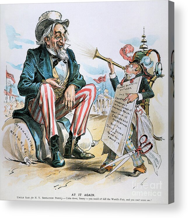 1893 Acrylic Print featuring the photograph Cartoon: Uncle Sam, 1893 by Granger