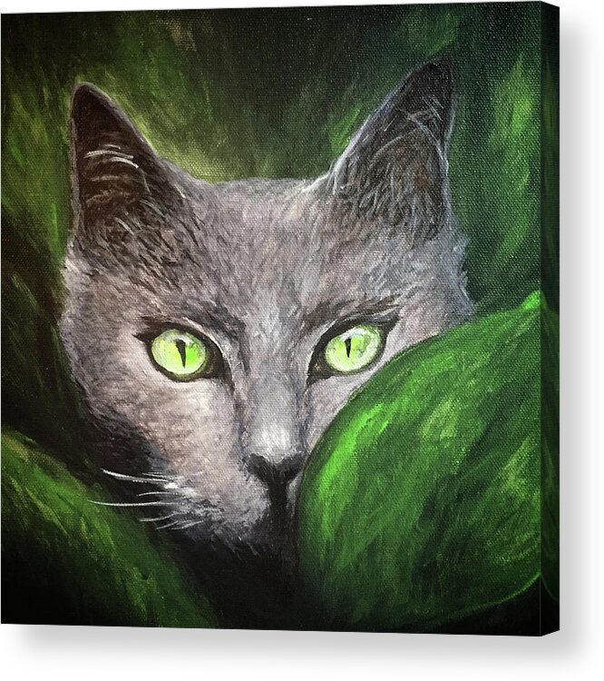 Cat Acrylic Print featuring the painting Cat Eyes by Michelle Pier