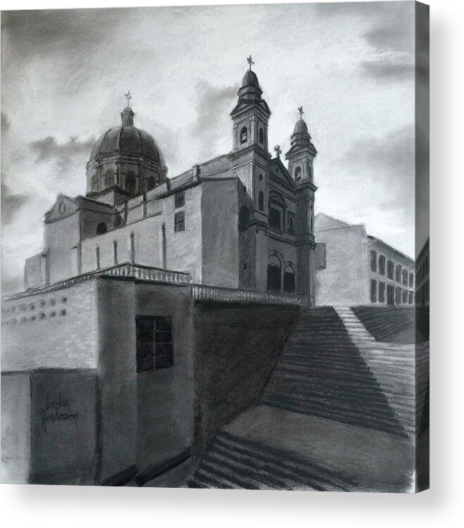 Church Acrylic Print featuring the drawing Iglesia de San Antonio by Jordan Henderson