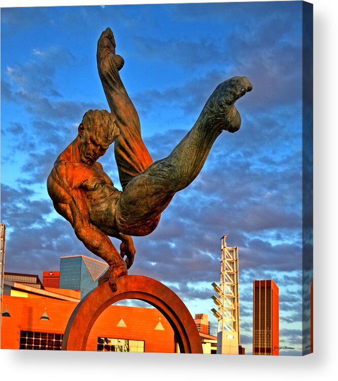 Gymnastics Acrylic Print featuring the photograph Centennial Park Statue 001 by George Bostian