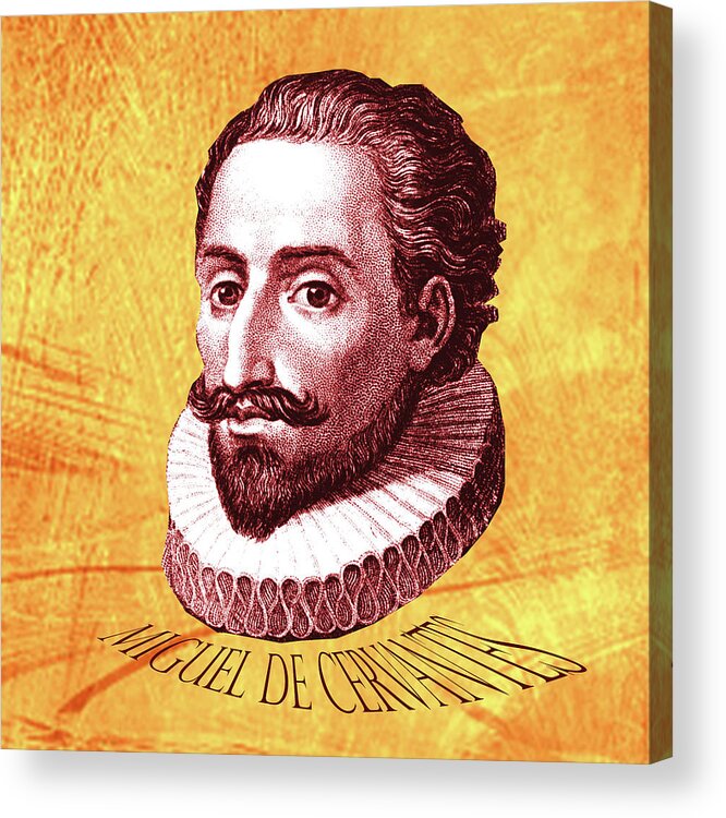 Miguel De Cervantes Acrylic Print featuring the digital art Cervantes by Asok Mukhopadhyay