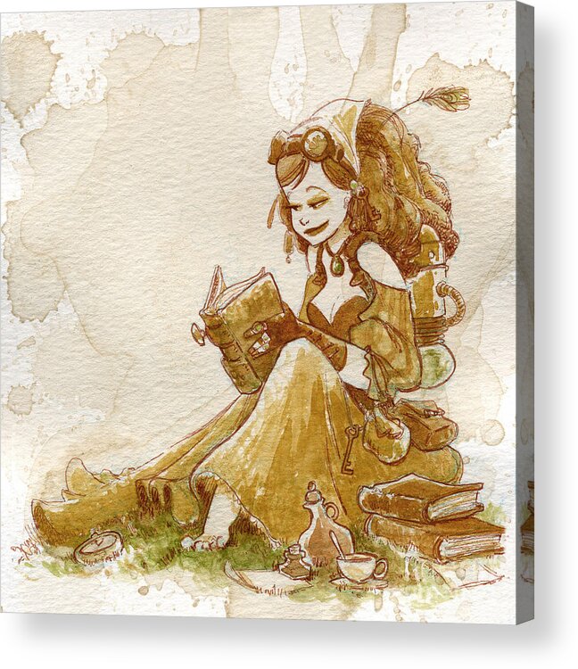 Steampunk Acrylic Print featuring the painting Chamomile 2 by Brian Kesinger