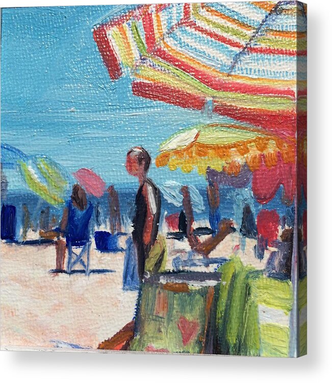 Beach Beach Umbrellas Acrylic Print featuring the painting Checking Things Out by Maggii Sarfaty