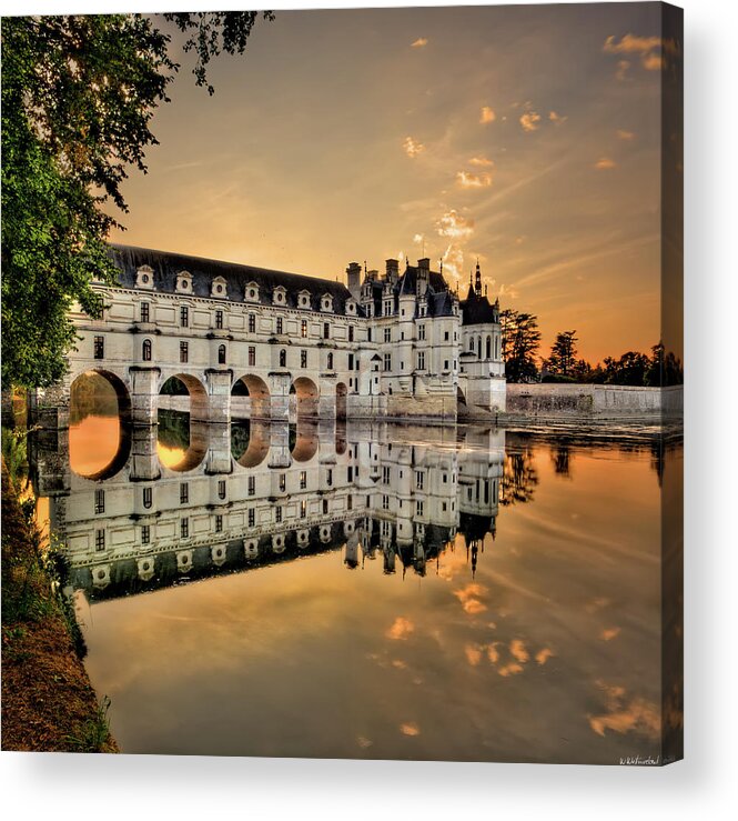 Chateau De Chenonceau Acrylic Print featuring the photograph Chenonceau Castle in the twilight by Weston Westmoreland