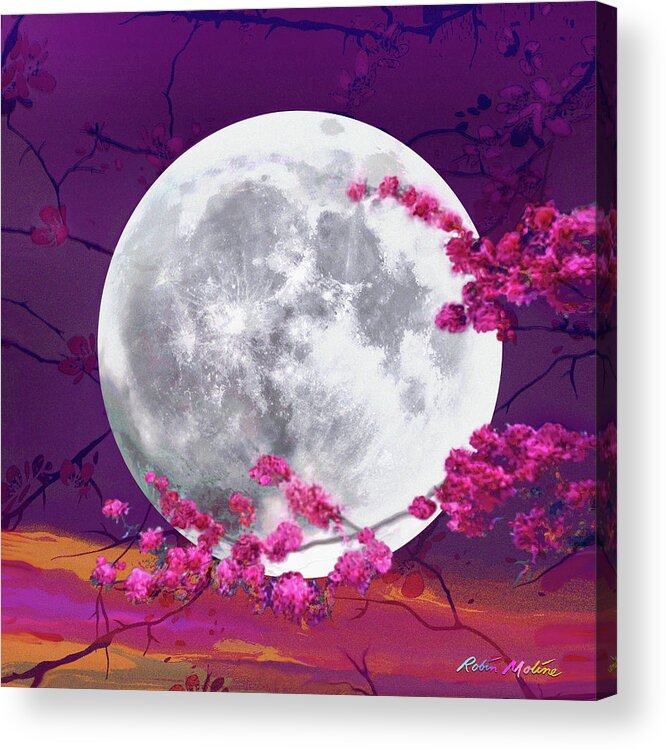 Cherry Moon Acrylic Print featuring the digital art Cherry Moon by Robin Moline