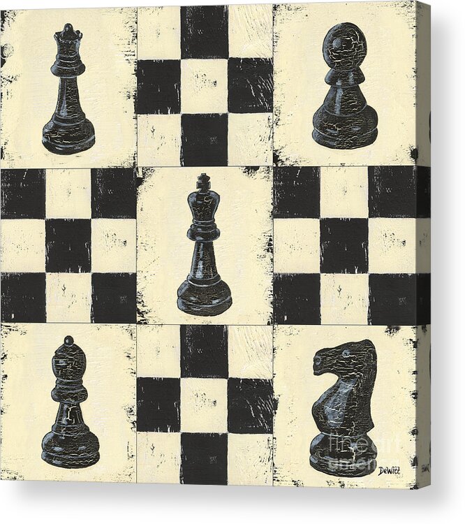 Chess Acrylic Print featuring the painting Chess Pieces by Debbie DeWitt