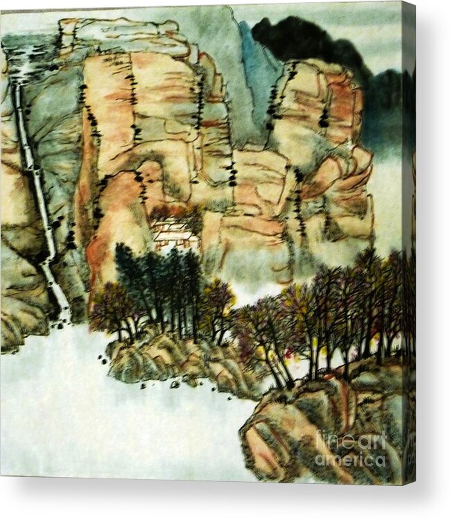 Chinese Painting Acrylic Print featuring the painting Chinese Landscape #1 by Betty M M Wong