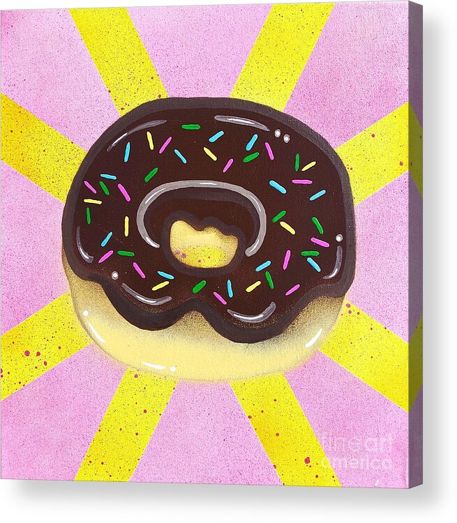 Pop Art Acrylic Print featuring the painting Choco Donut by Laura Kiro