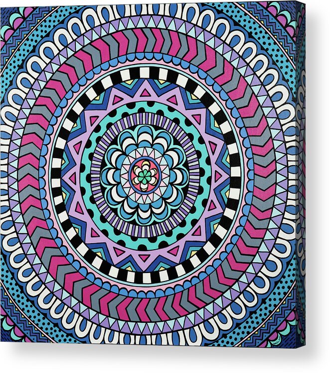 Mandala Acrylic Print featuring the painting Purple Mandala by Beth Ann Scott