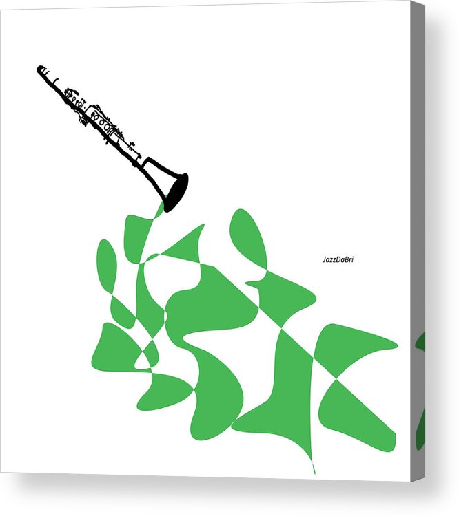 Clarinet Teacher Acrylic Print featuring the digital art Clarinet in Green by David Bridburg