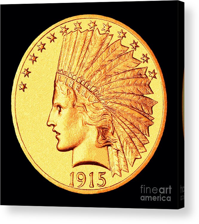Coin Acrylic Print featuring the photograph Classic Indian Head Gold by Jim Carrell