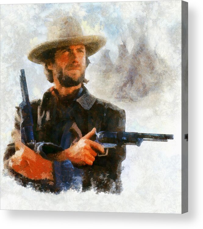 Clint Eastwood Acrylic Print featuring the digital art Clint by Caito Junqueira