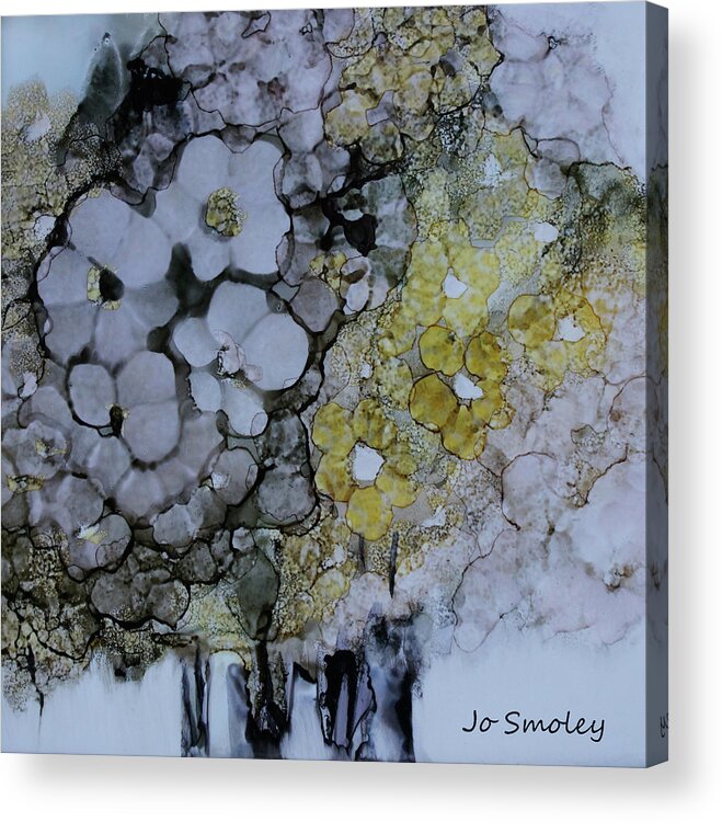 Floral Acrylic Print featuring the painting Cloudy with a Chance of Sunshine by Jo Smoley