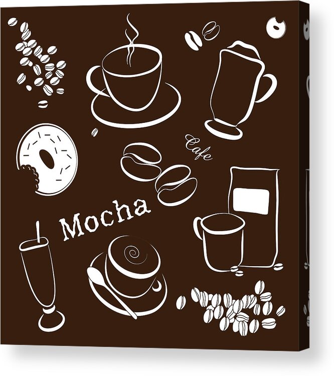 Backdrop Acrylic Print featuring the drawing Coffee/Cafe Pattern Background by Serena King