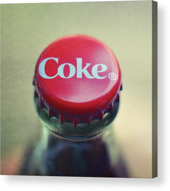 Coke Bottle Cap Square Acrylic Print featuring the photograph Coke Bottle Cap Square by Terry DeLuco