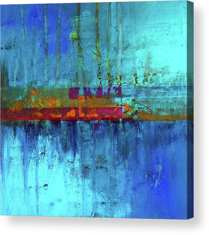 Large Blue Abstract Painting Acrylic Print featuring the painting Color Pond by Nancy Merkle