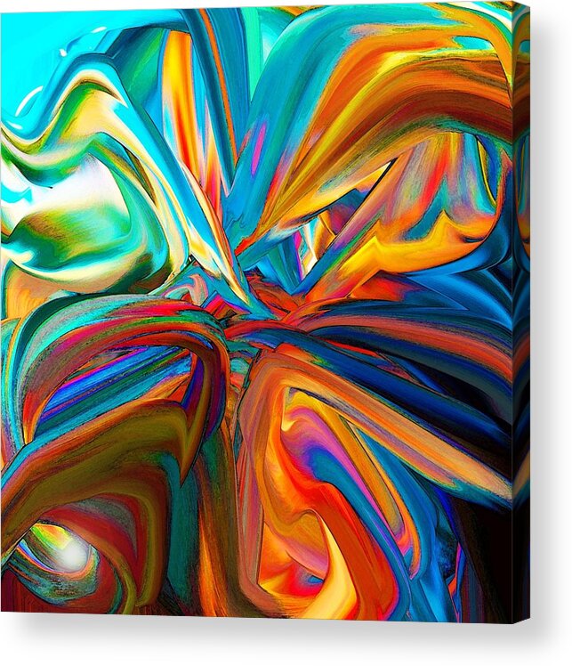 Original Modern Art Abstract Contemporary Vivid Colors Acrylic Print featuring the digital art Color Wave 3 by Phillip Mossbarger