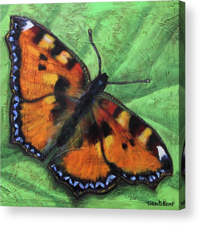 Eugene Acrylic Print featuring the painting Tortoiseshell Butterfly by Tara D Kemp