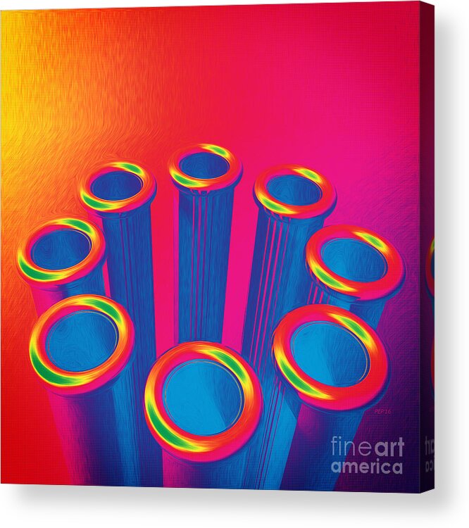 Pop Art Acrylic Print featuring the digital art Colorful Pop Art Cylinders by Phil Perkins