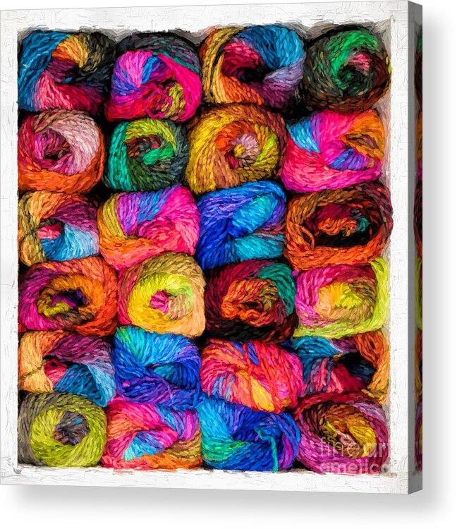 Knitting Acrylic Print featuring the photograph Colorful Yarn - Painterly by Les Palenik